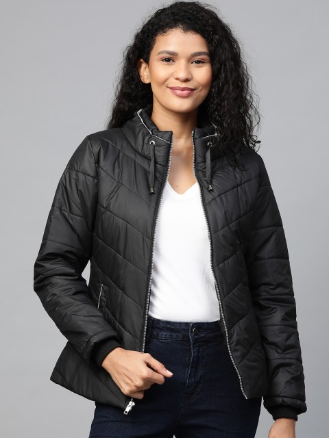 

Fort Collins Women Black Solid Padded Jacket
