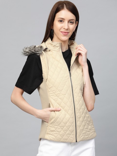

Fort Collins Women Beige Quilted Hooded Parka Jacket