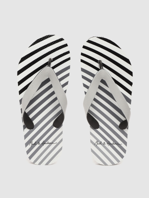 

Mast & Harbour Men White & Black Striped Thong Flip-Flops