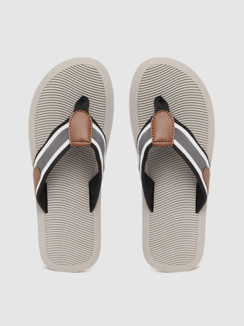 

Mast & Harbour Men Grey & White Striped Thong Flip-Flops