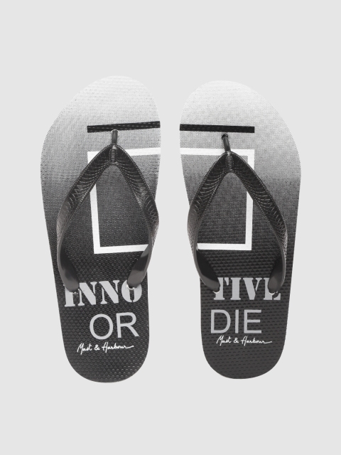 

Mast & Harbour Men Black & White Printed Thong Flip-Flops with Textured Detail