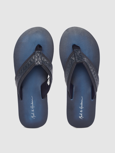 

Mast & Harbour Men Navy Blue Self-Design Thong Flip-Flops