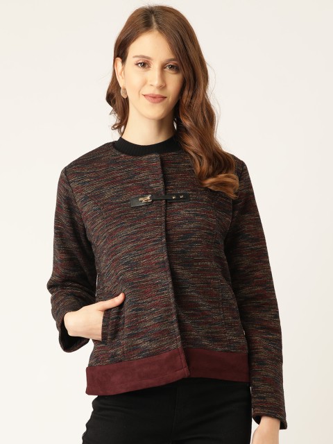 

Monte Carlo Women Maroon & Navy Blue Self Desgin Sweatshirt