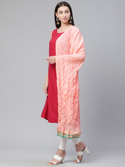 

Biba Women Pink Solid Cotton Dupatta