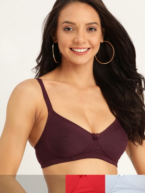 

DressBerry Pack of 3 Solid Non-Wired Non Padded Everyday Bra DB-ENC-3PP - 003, Purple