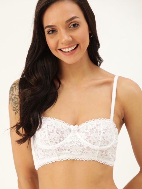 

DressBerry White Lace Underwired Non Padded Balconette Bra DB-BRALET-06B1