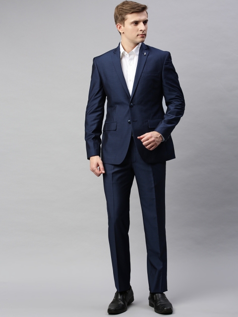 

Park Avenue Men Navy Blue Solid Super Slim Fit Single-Breasted Formal Suit