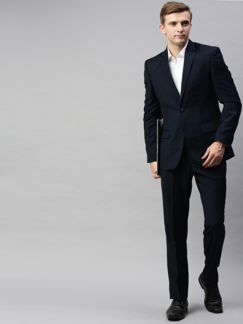 

Park Avenue Men Navy Blue Solid Single-Breasted Formal Suit