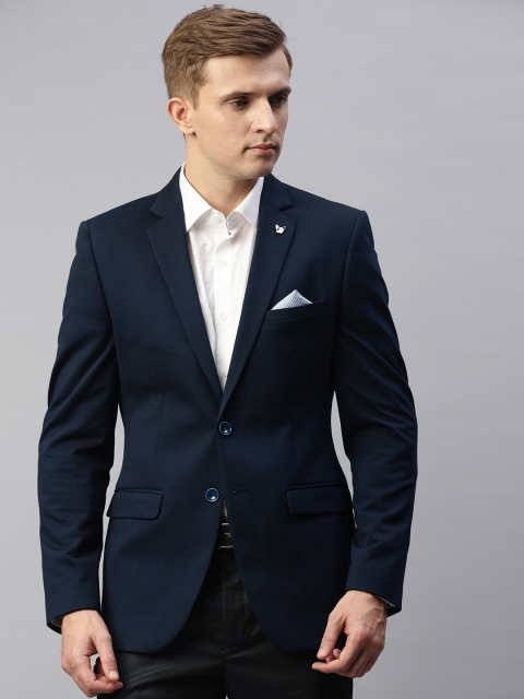 

Park Avenue Men Navy Blue Regular Fit Solid Single-Breasted Formal Blazer