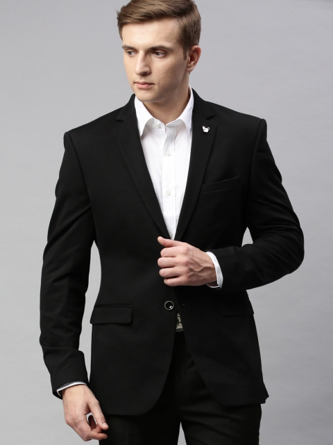 

Park Avenue Men Black Solid Active Fit Single-Breasted Formal Blazer