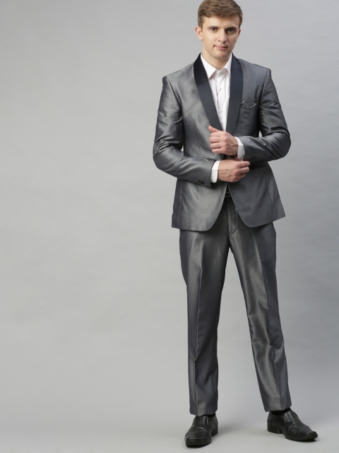 

Park Avenue Men Grey Solid Super Slim Fit Single-Breasted Formal Suit