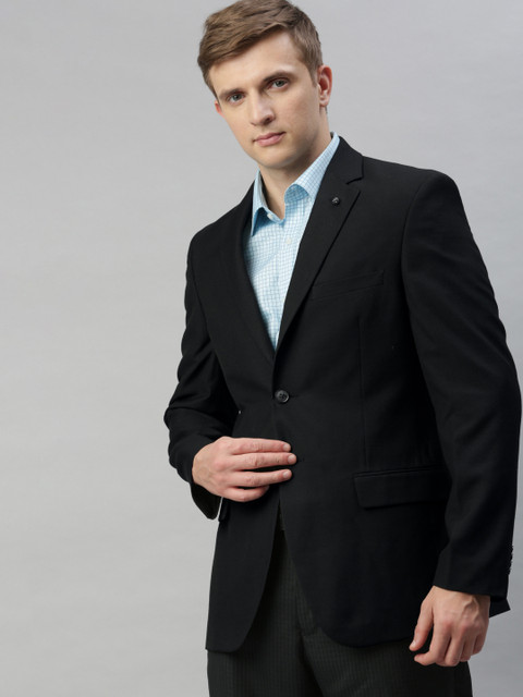 

Raymond Men Black Regular Fit Solid Single-Breasted Formal Blazer