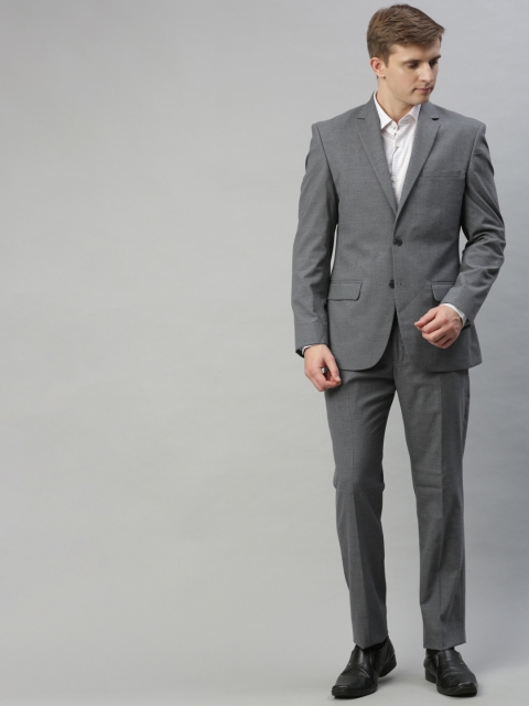 

Park Avenue Men Grey Self Design Regular Fit Single-Breasted Formal Suit