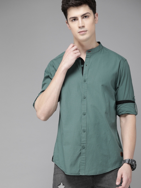 

Roadster Men Antiviral & Antibacterial Sea Green Regular Fit Casual Shirt