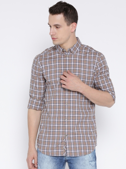 

Jack & Jones Beige Checked Slim Fit Casual Shirt