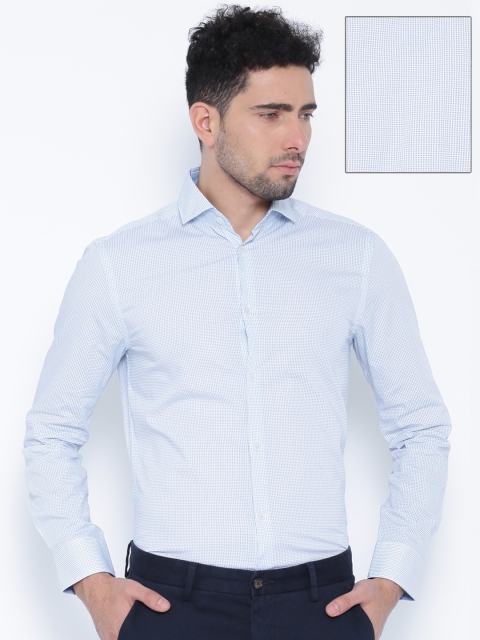 

Jack & Jones Blue & White Printed Slim Fit Casual Shirt