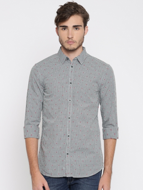 

Jack & Jones Grey & White Checked Slim Fit Casual Shirt