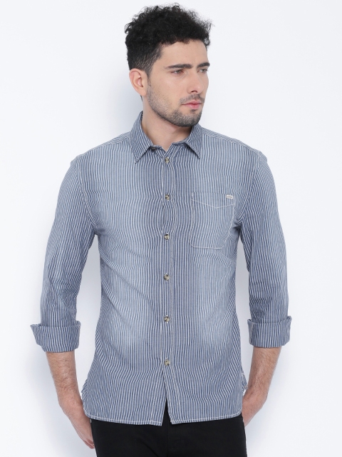

Jack & Jones Blue & White Striped Slim Fit Casual Shirt