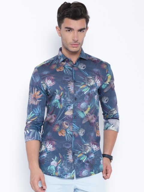 

Jack & Jones Navy Floral Print Slim Fit Casual Shirt, Navy blue