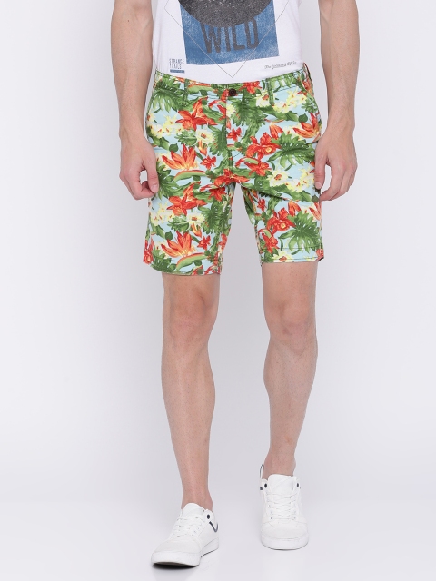

Jack & Jones Green & Blue Floral Printed Shorts