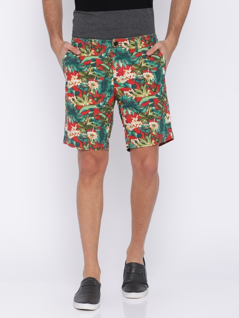 

Jack & Jones Red & Green Floral Printed Shorts