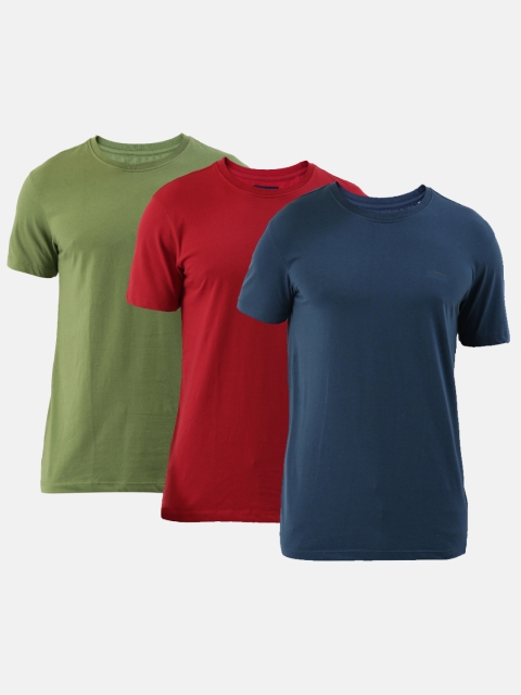

Peter England Men Green Solid Round Neck T-shirt