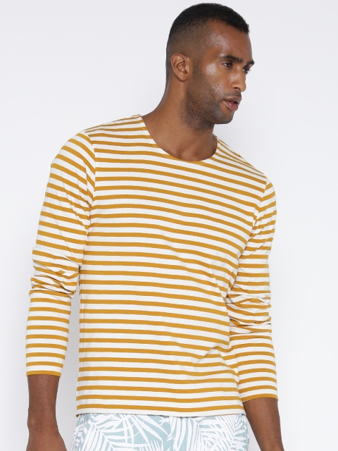 

Jack & Jones Mustard Yellow & White Striped T-shirt