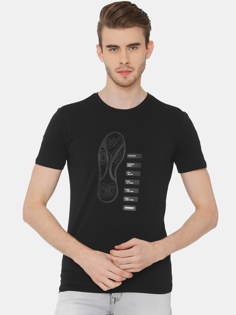 

Rex Straut Jeans Men Black Printed Round Neck T-shirt