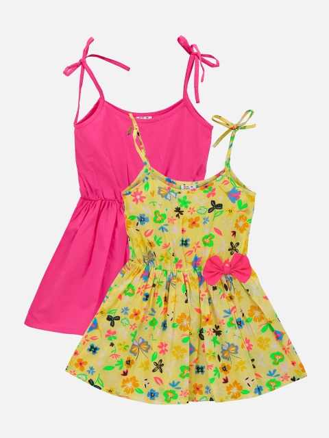 

LilPicks Girls Pack Of 2 Fit and Flare Dresses, Yellow