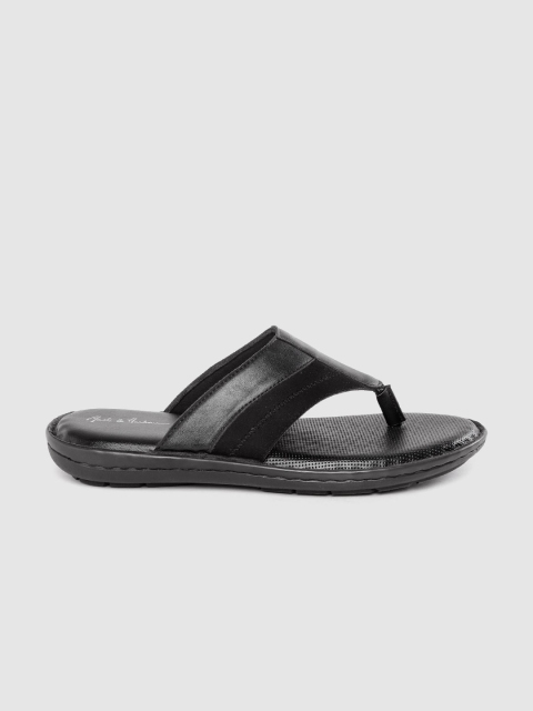 

Mast & Harbour Men Black Solid Comfort Sandals