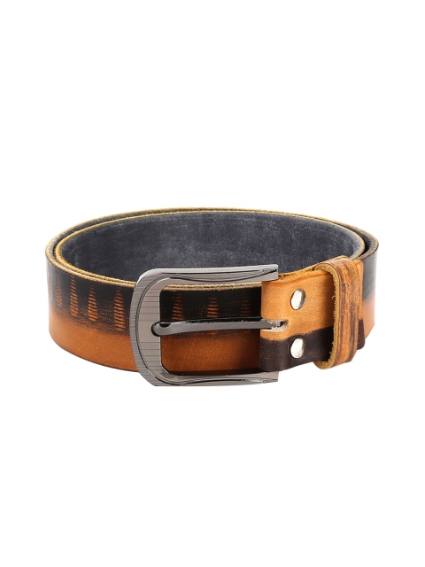 

WildHorn Men Tan Brown & Black Printed Leather Belt