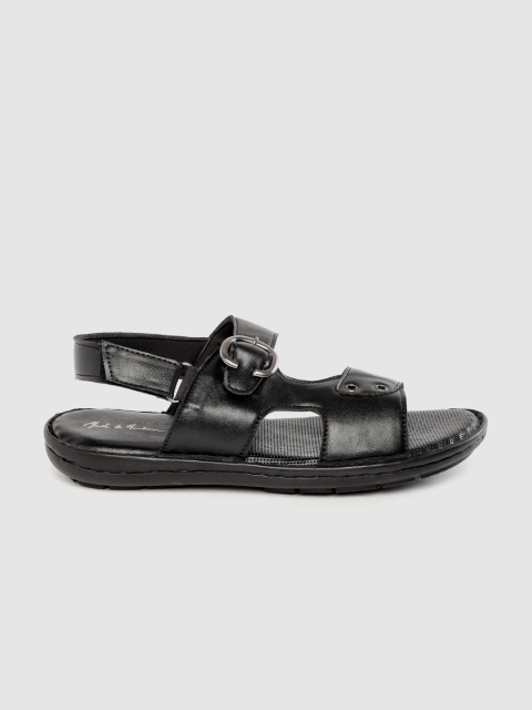 

Mast & Harbour Men Black Comfort Sandals with Buckle Detail