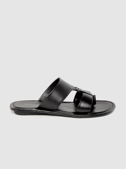 

Mast & Harbour Men Black Textured Comfort Sandals