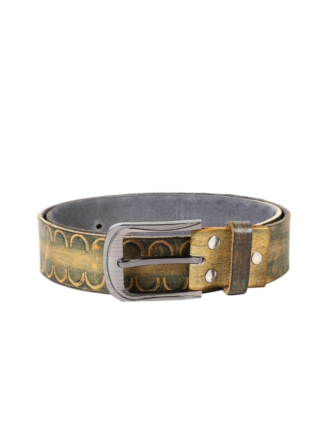 

WildHorn Men Yellow & Brown Printed Leather Belt