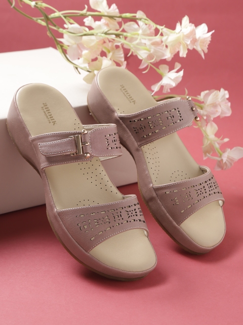 

Anouk Women Mauve Solid Laser Cuts Comfort Heels