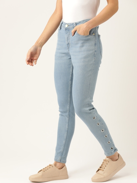 

DressBerry Women Blue Skinny Fit Mid-Rise Clean Look Stretchable Cropped Jeans