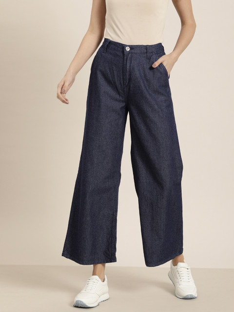 

all about you Women Blue Wide Leg Mid-Rise Clean Look Jeans