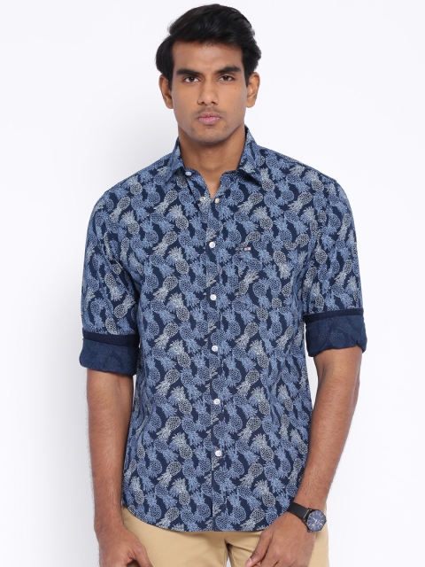 

Arrow Sport Navy Printed Slim Casual Shirt, Navy blue
