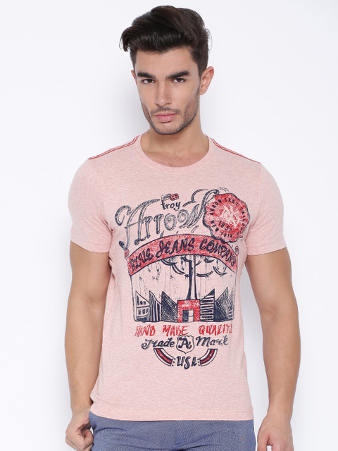 

Arrow Sport Pink Printed Pure Cotton T-shirt