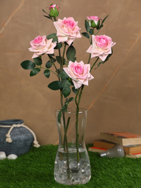 

PolliNation Set Of 2 Pink Premium Artificial Velvet Rose Flower