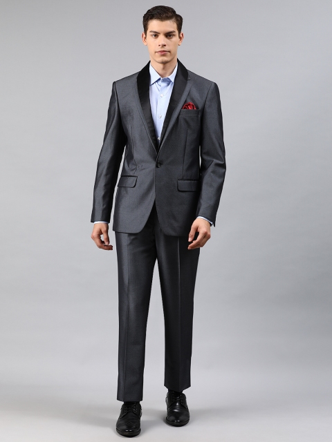 

Louis Philippe Men Grey Solid Ultra Fit Single Breasted Formal Suit