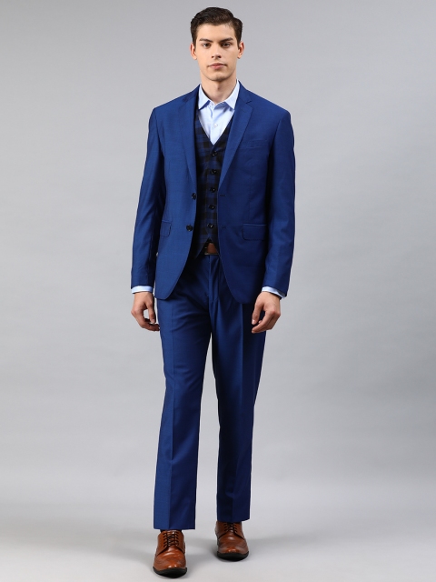 

Louis Philippe Men Blue Solid Slim Fit Single-Breasted Formal Three-Piece Suit