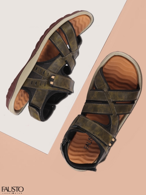 

FAUSTO Men Olive Green Comfort Sandals