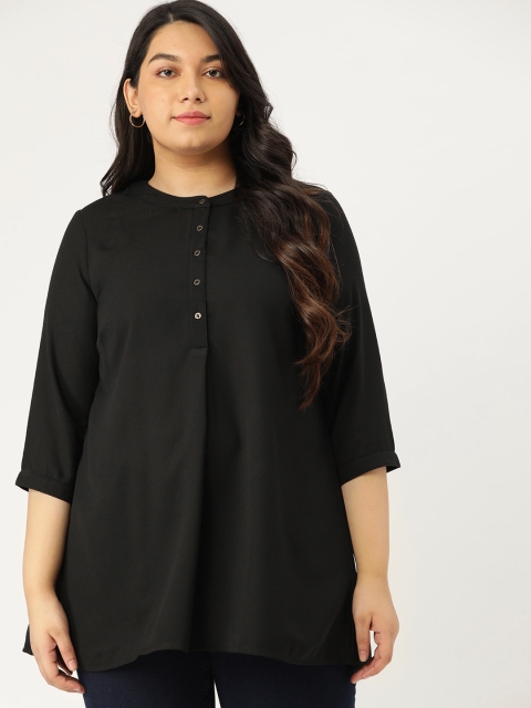 

Sztori Women Black Plus Size Solid A-Line Kurti