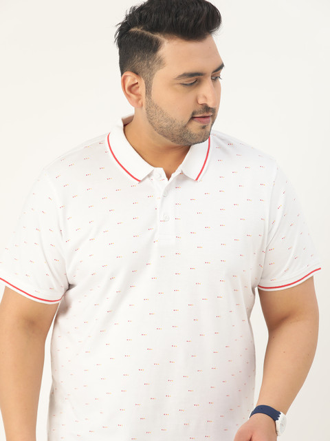 

Sztori Men Plus Size White Pure Cotton Printed T-shirt