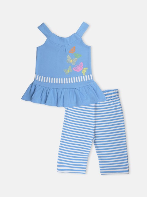 

Babysafe Girls Blue & White Printed Sustainable Tunic with Trousers