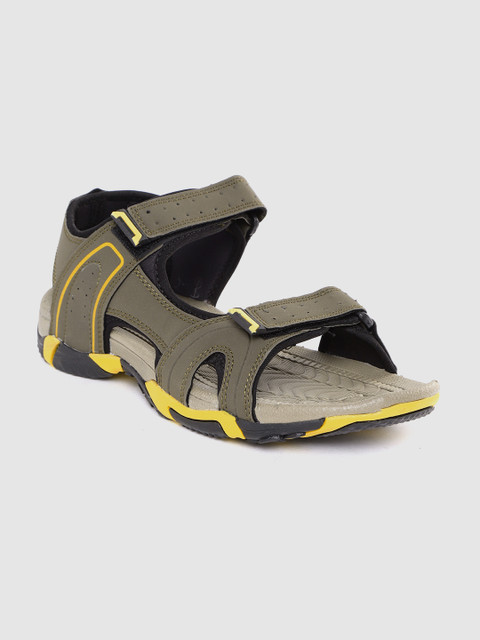 

Roadster Men Olive Green Solid Sports Sandals with Perforated Detail