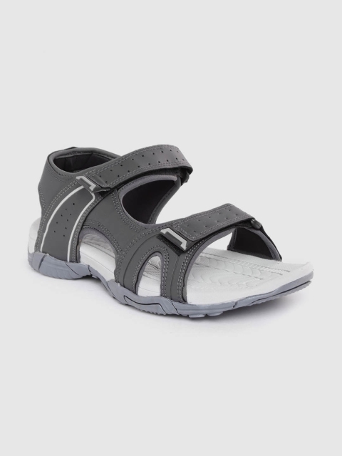 

Roadster Men Charcoal Grey Perforated Sports Sandals