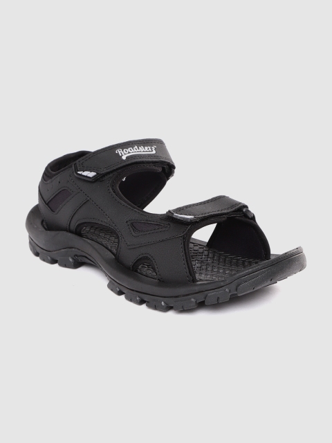 

Roadster Men Black Solid Sports Sandals