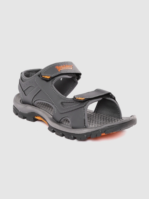 

Roadster Men Charcoal Grey Solid Sports Sandals